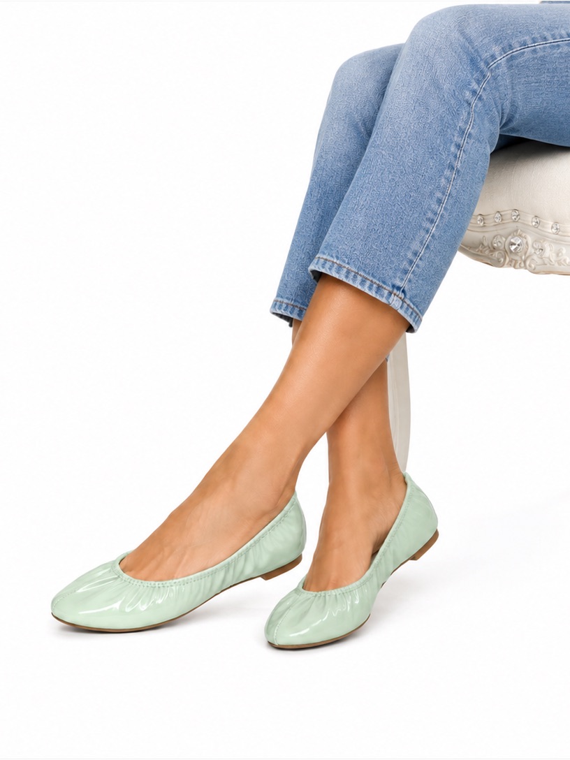 Lanvin Mint Green Elasticized Patent Calf Leather Ballet Flats Sz 36